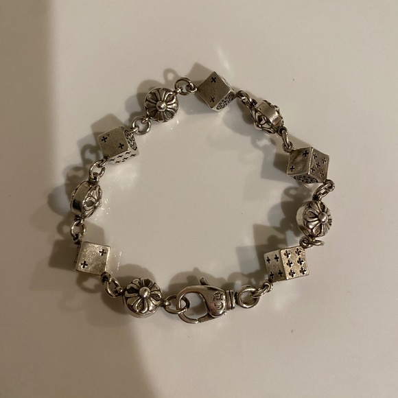 Chrome silver 925 bracelet crosses CH dice - Picture 2 of 4